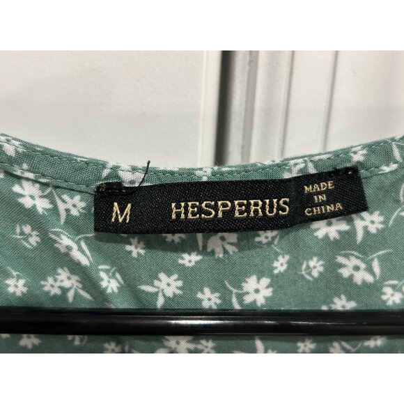 Green Floral Button-Front Short-Sleeve Dress Hesperus Sz M Y2K Coquette Feminine - Picture 5 of 8